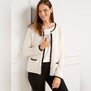 Talbots Fringe Tweed Cardigan - Size L